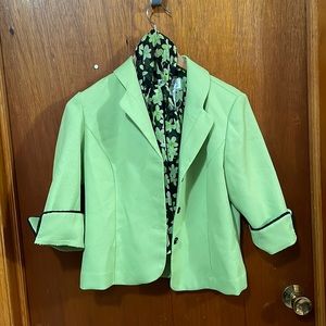 Spring green 3/4 length blazer with matching scarf